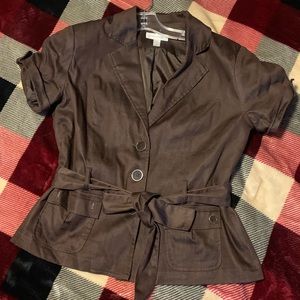 Dress barn cuff sleeves shirt, brown, Medium